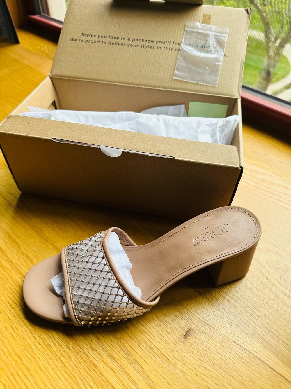 J. Crew Mesh Rhinestone Mule Heels. Size 7. NEW IN BOX! - Picture 4 of 8